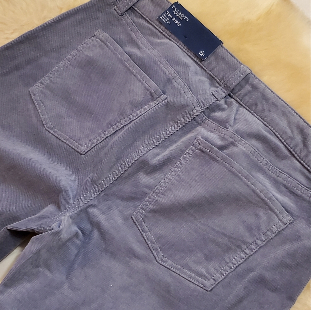 Talbots Stretch Corduroy Slim Ankle Pants - steel grey - Picture 7 of 12